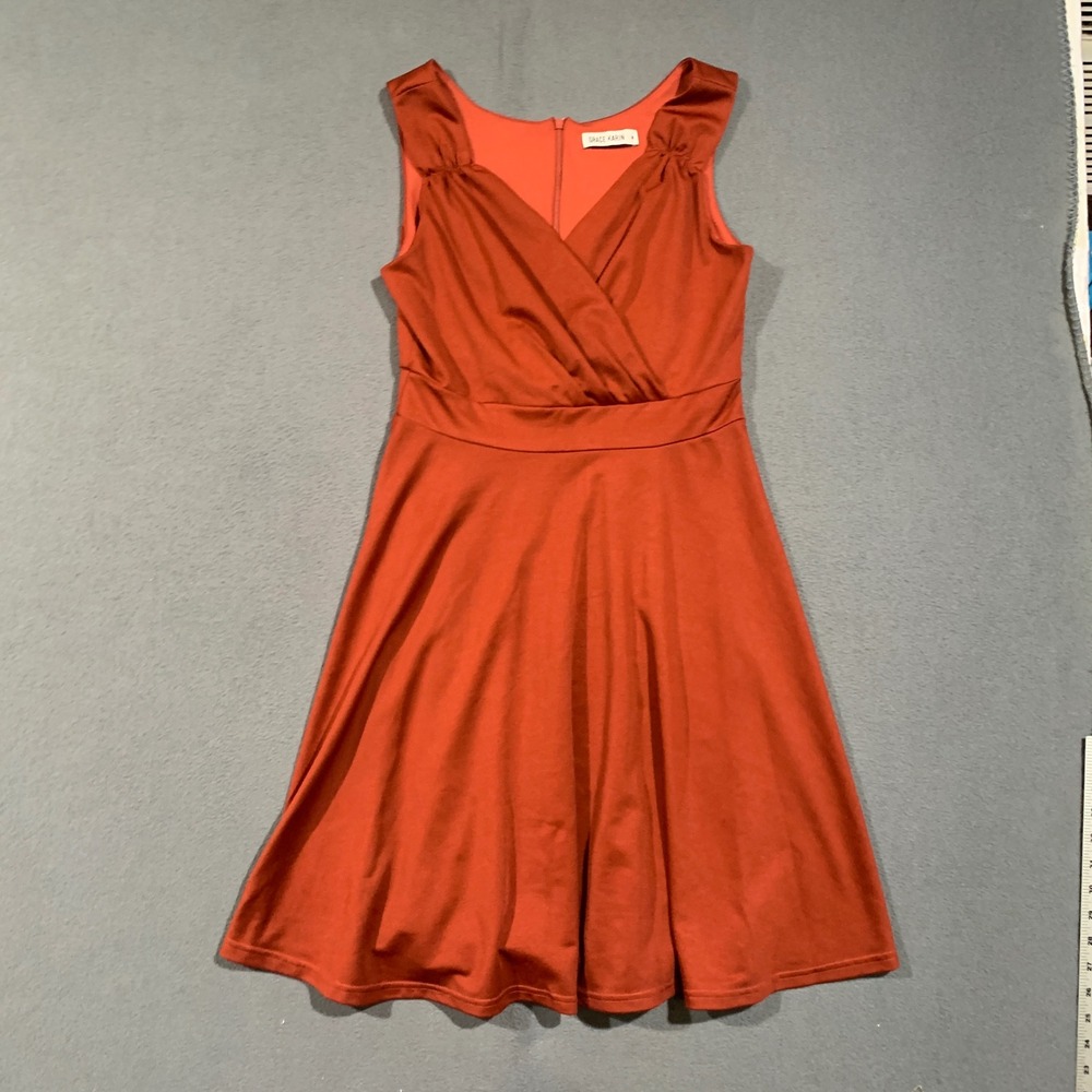 Grace Karin Fit & Flare Dress Women Medium Rust Orange Retro Rockabilly Pinup